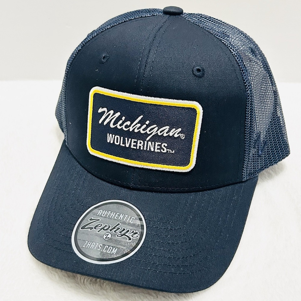 Zephyr Michigan Wolverines Script Trucker‎ Hat Cap Adjustable Snapback Blue NCAA